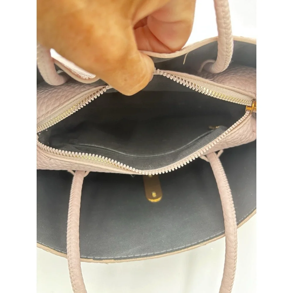 Blush Pink Pebbled Faux Leather Satchel Crossbody‎ Tote Bag Gold Hardware